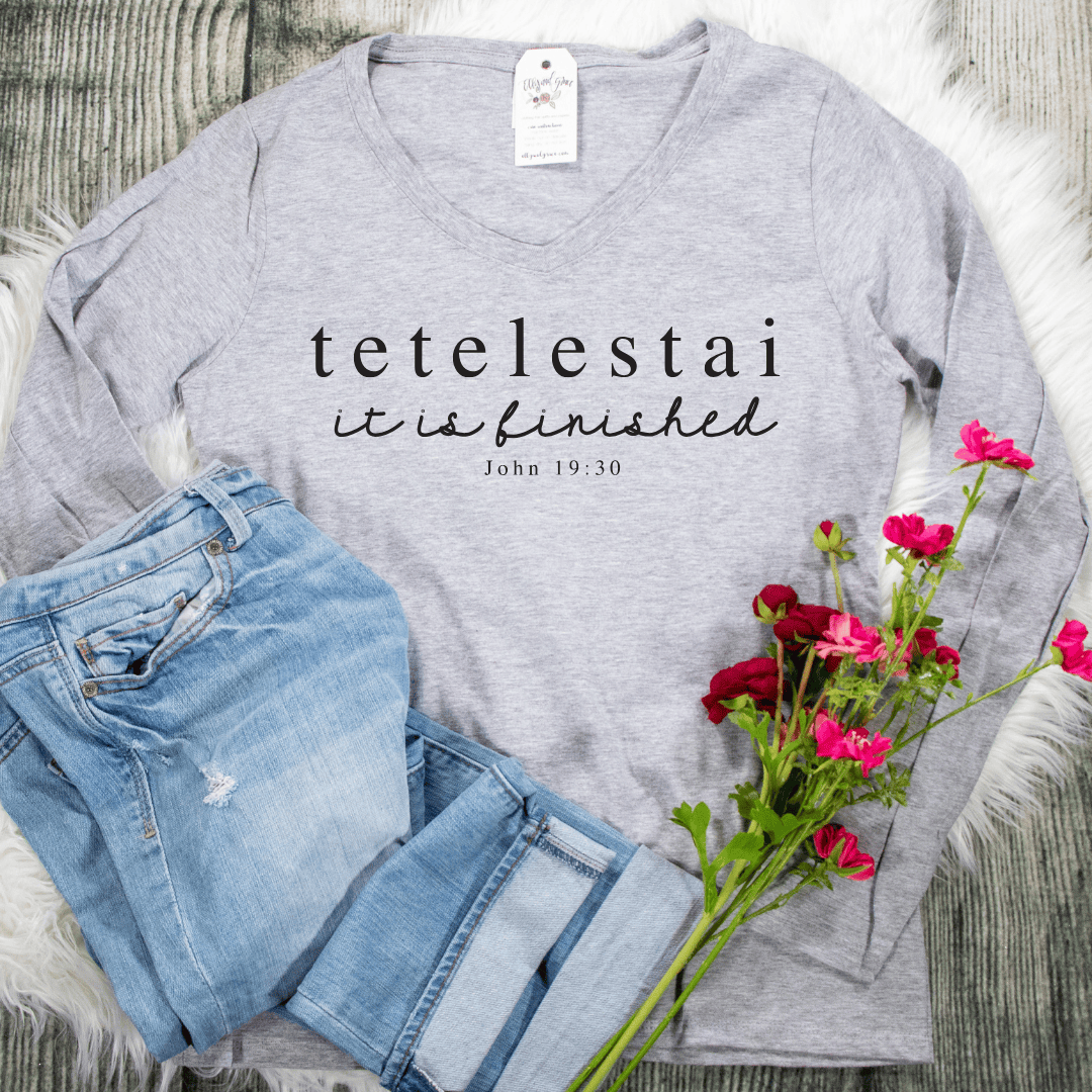 ellyandgrace LPC450VLS Tetelestai Longsleeve V-Neck