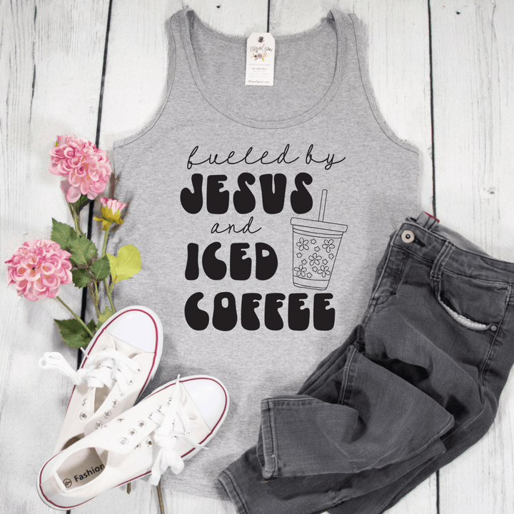 ellyandgrace LPC54TT Fueled By Jesus And Coffee Tank Top