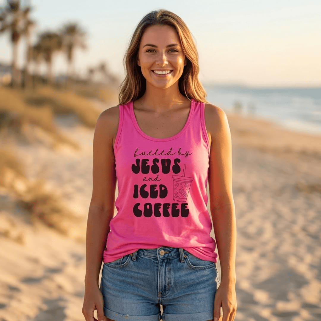ellyandgrace LPC54TT Fueled By Jesus And Coffee Tank Top