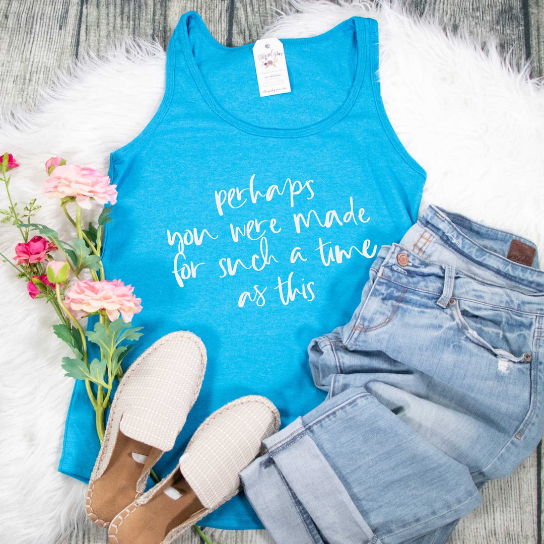 ellyandgrace LPC54TT Ladies XS / Neon Blue Perhaps You Were Made for Such a Time as This Tank Top