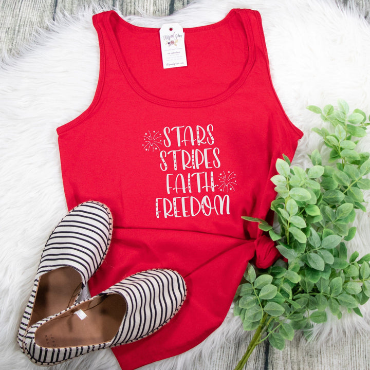 ellyandgrace LPC54TT Stars Stripes Faith Freedom 2025 Tank Top