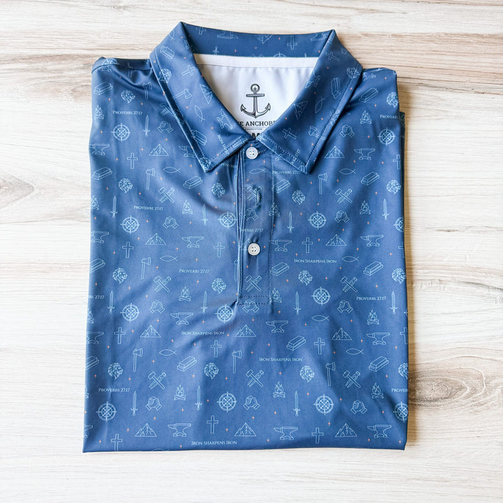 ellyandgrace Mens Polo Shirt Iron Sharpens Iron Mens Polo