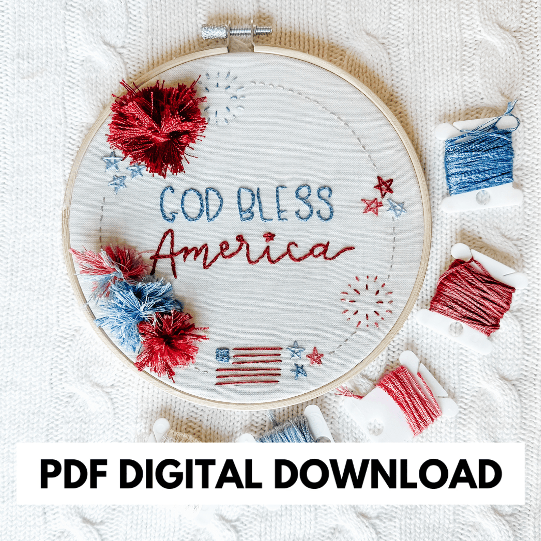 ellyandgrace PDF Download God Bless America Embroidery Pattern: PDF Digital Download