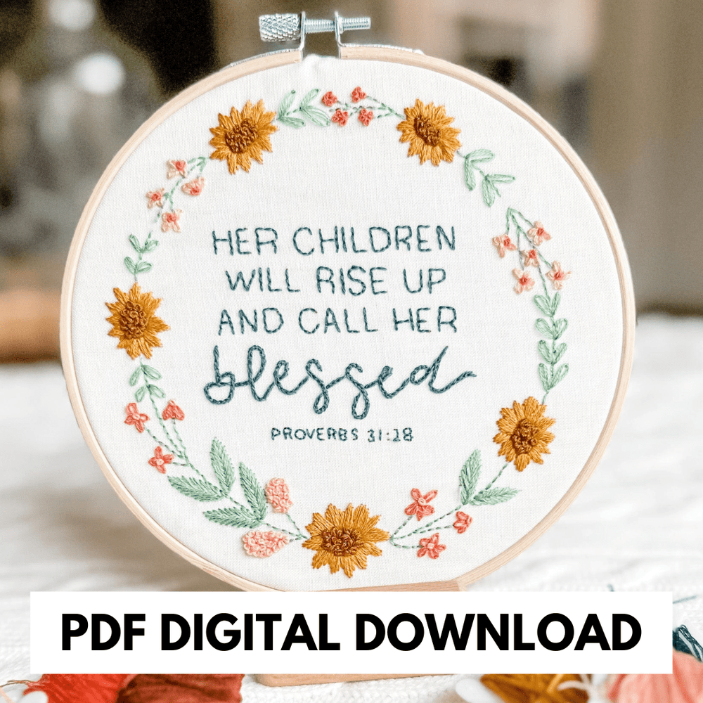 ellyandgrace PDF Download Her Children Will Rise Up Embroidery Instructions: PDF Digital Download