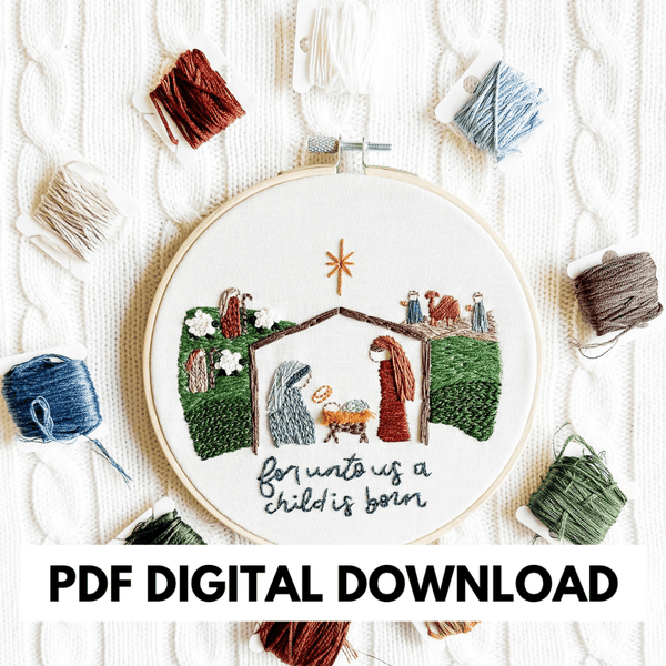 ellyandgrace PDF Download Jesus Is Born Embroidery Pattern: PDF Digital Download