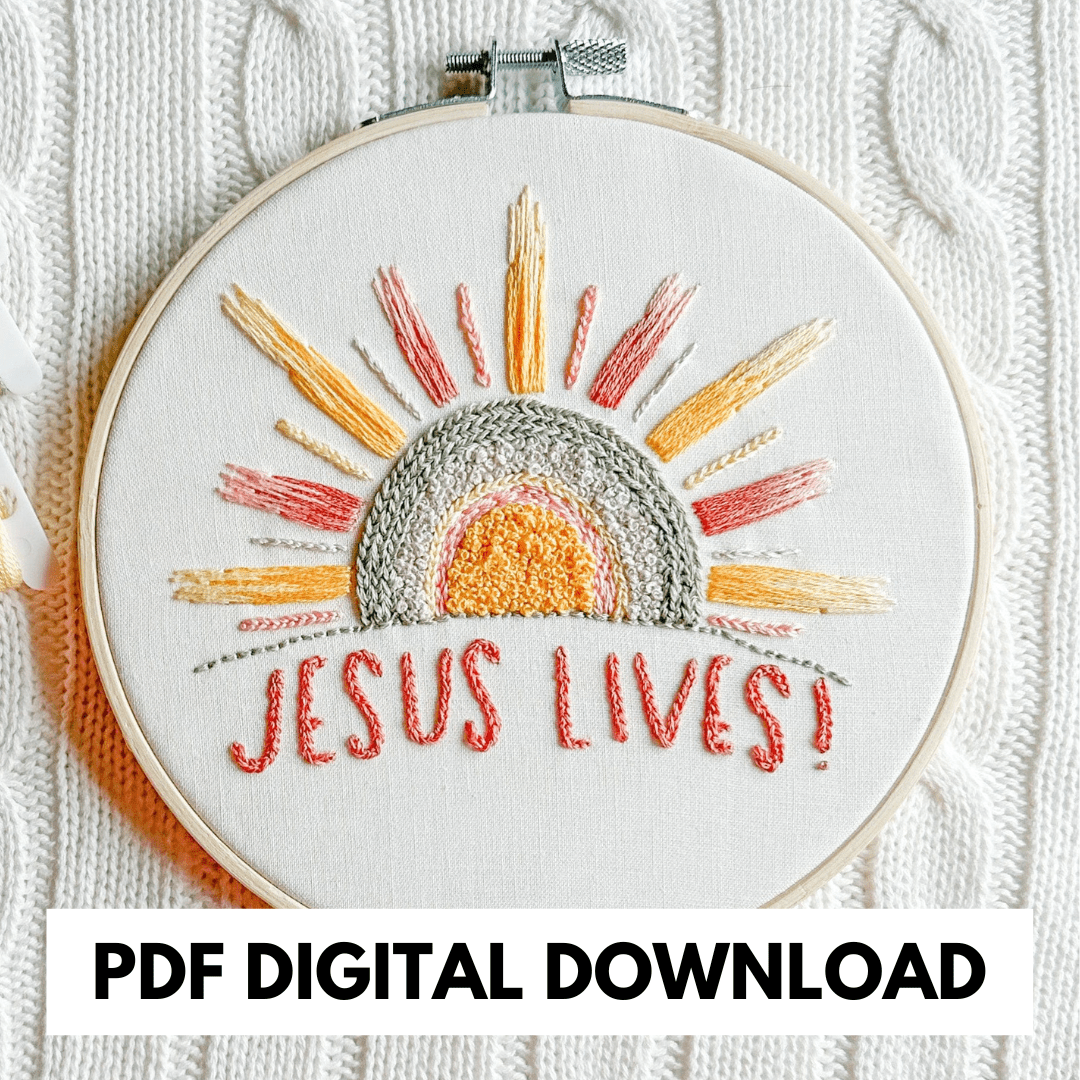 ellyandgrace PDF Download Jesus Lives Embroidery Instructions: PDF Digital Download