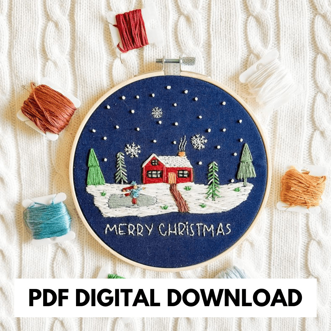 ellyandgrace PDF Download Merry Christmas Winterscape Embroidery Instructions: PDF Digital Download