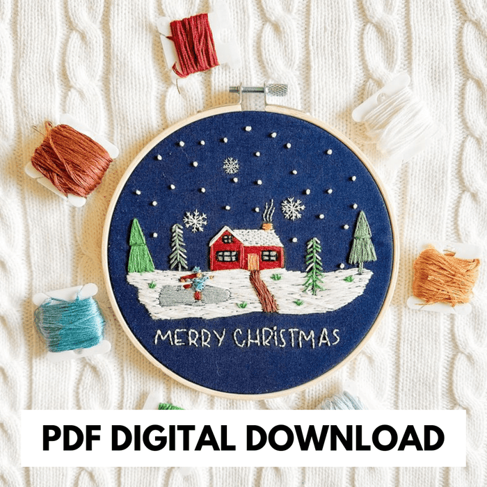 ellyandgrace PDF Download Merry Christmas Winterscape Embroidery Instructions: PDF Digital Download