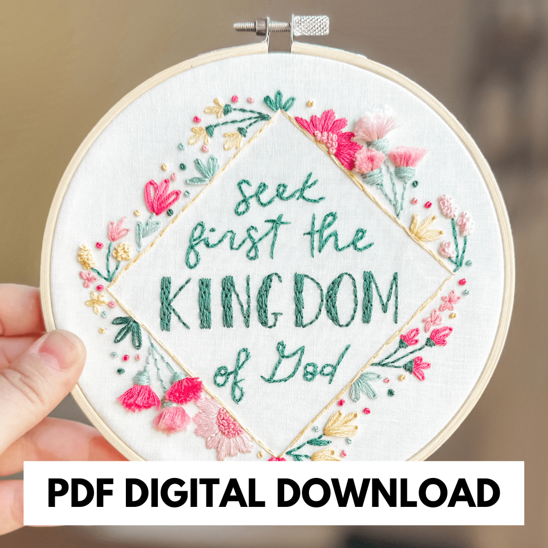 ellyandgrace PDF Download Seek First the Kingdom Embroidery Instructions: PDF Digital Download
