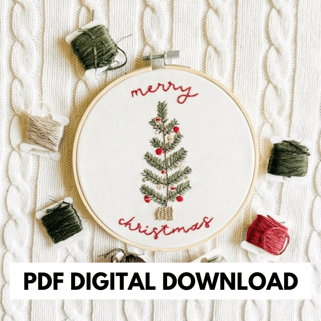 ellyandgrace PDF Download Tree Merry Christmas Embroidery Pattern: PDF Digital Download
