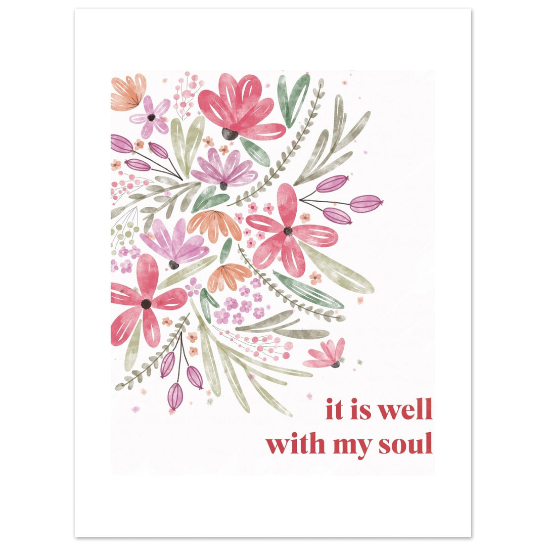 ellyandgrace Print Material 15x20 cm / 6x8″ It Is Well Side Floral Matte Paper Poster