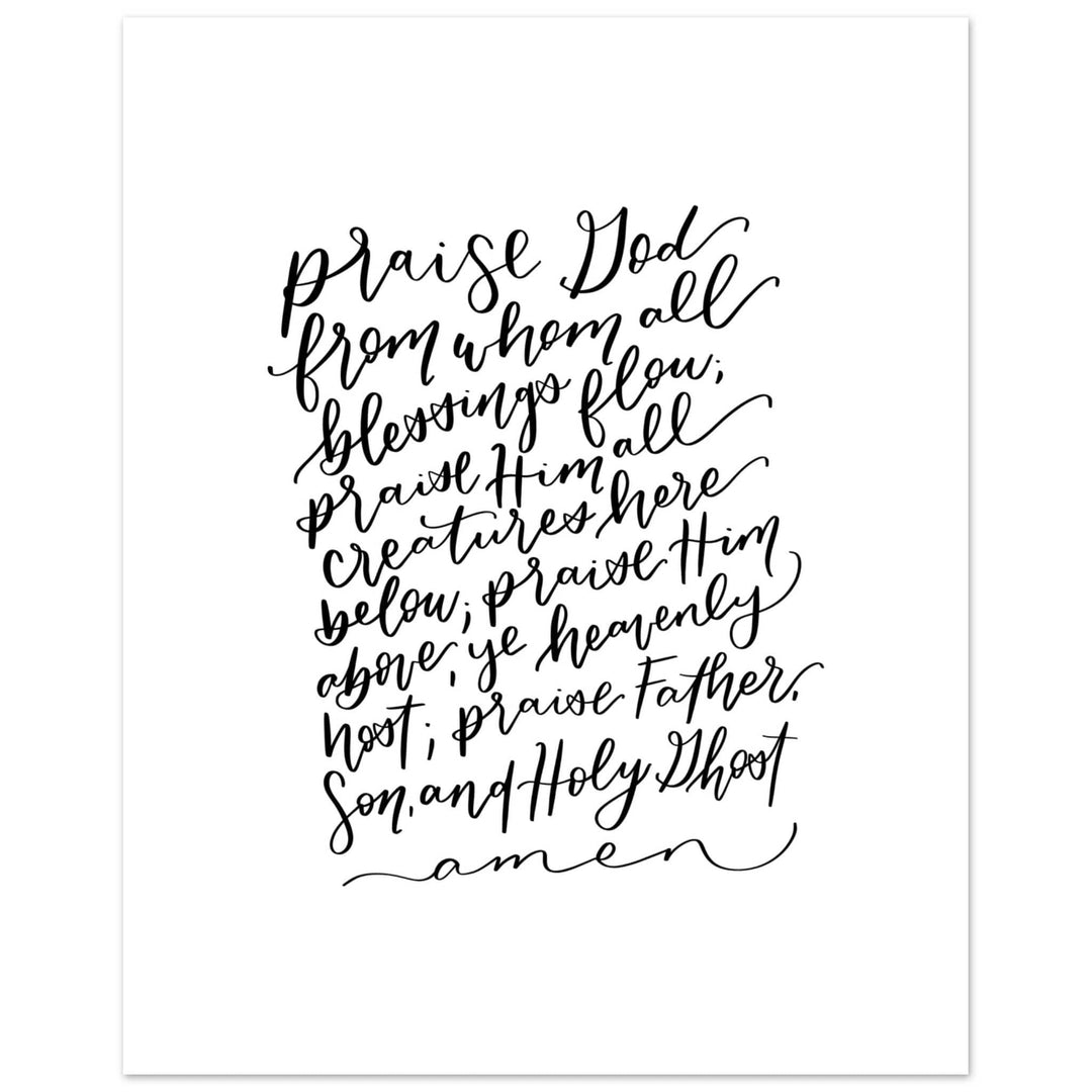 ellyandgrace Print Material 20x25 cm / 8x10″ Doxology Praise God from Whom All Blessings Flow Matte Paper Poster