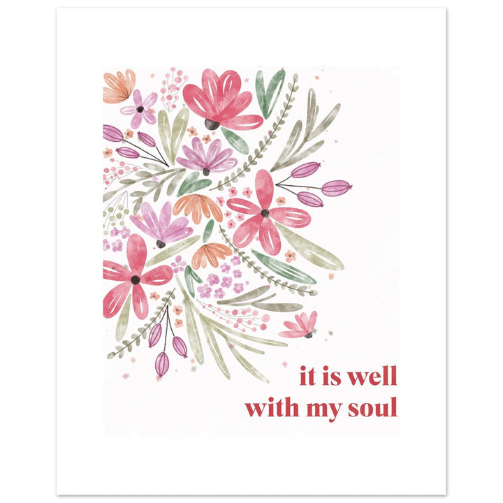 ellyandgrace Print Material 20x25 cm / 8x10″ It Is Well Side Floral Matte Paper Poster