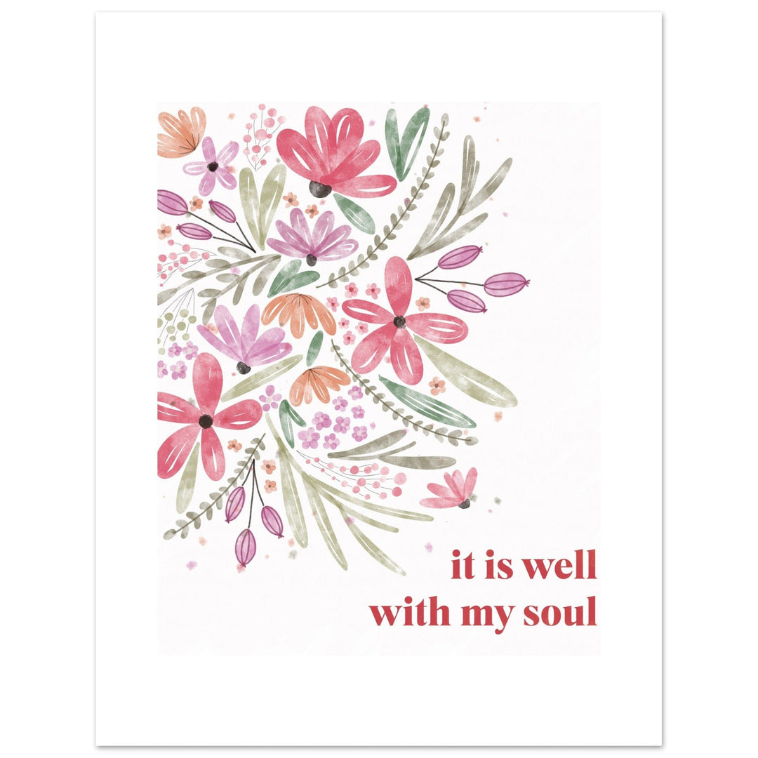 ellyandgrace Print Material 27x35 cm / 11x14″ It Is Well Side Floral Matte Paper Poster