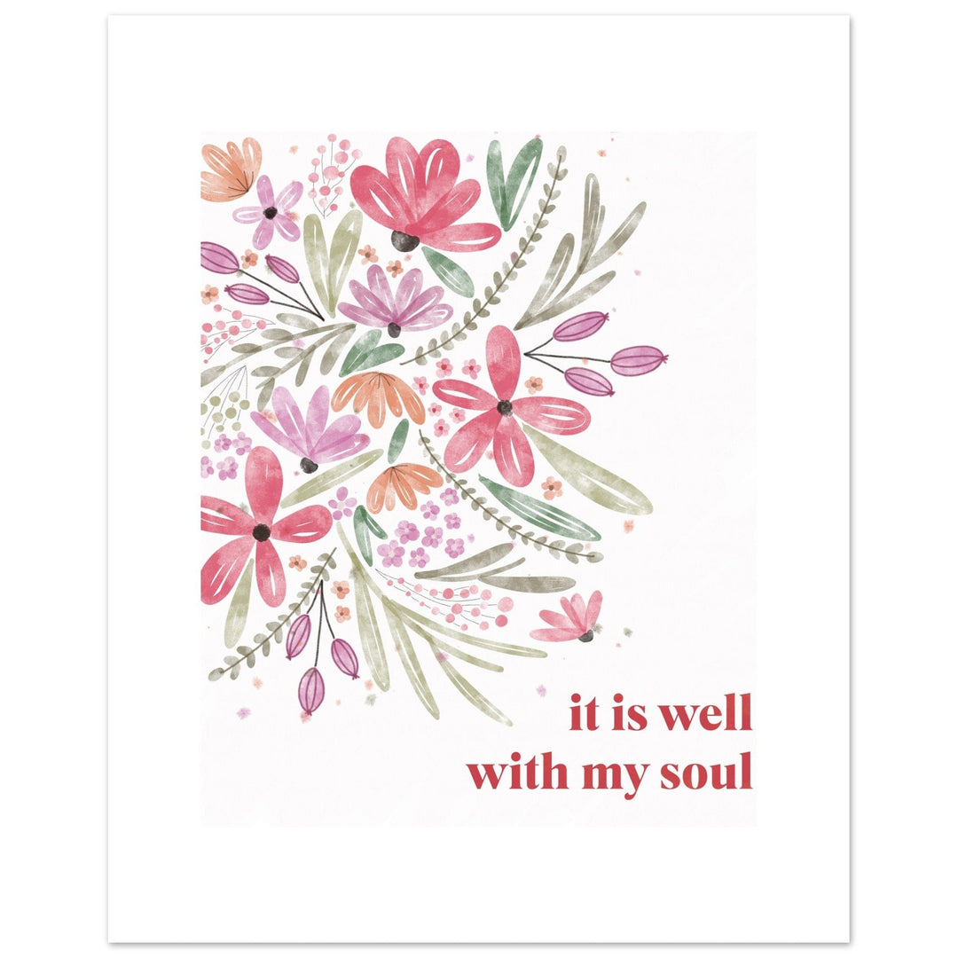 ellyandgrace Print Material 40x50 cm / 16x20″ It Is Well Side Floral Matte Paper Poster