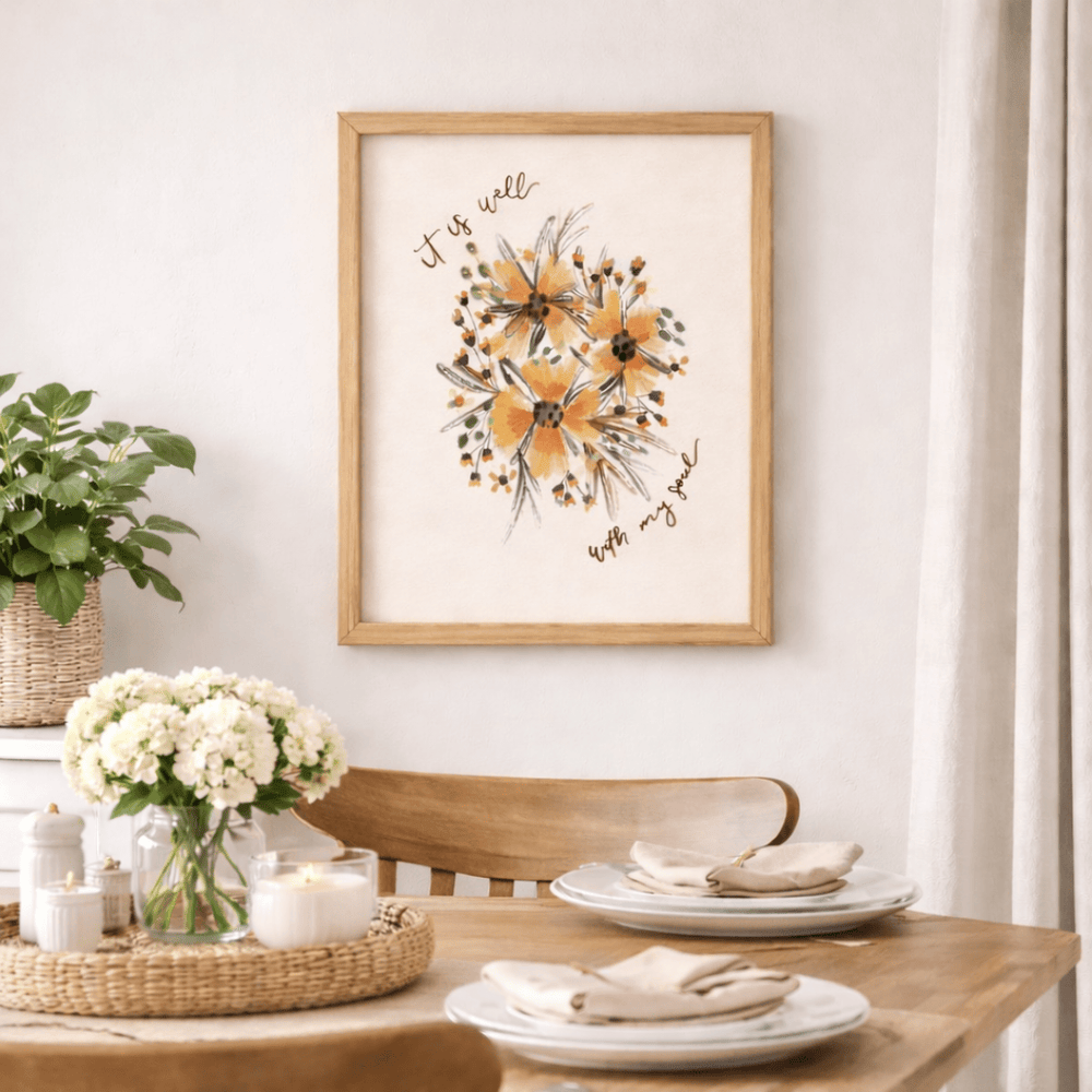 ellyandgrace Print Material It Is Well Floral Matte Paper Poster