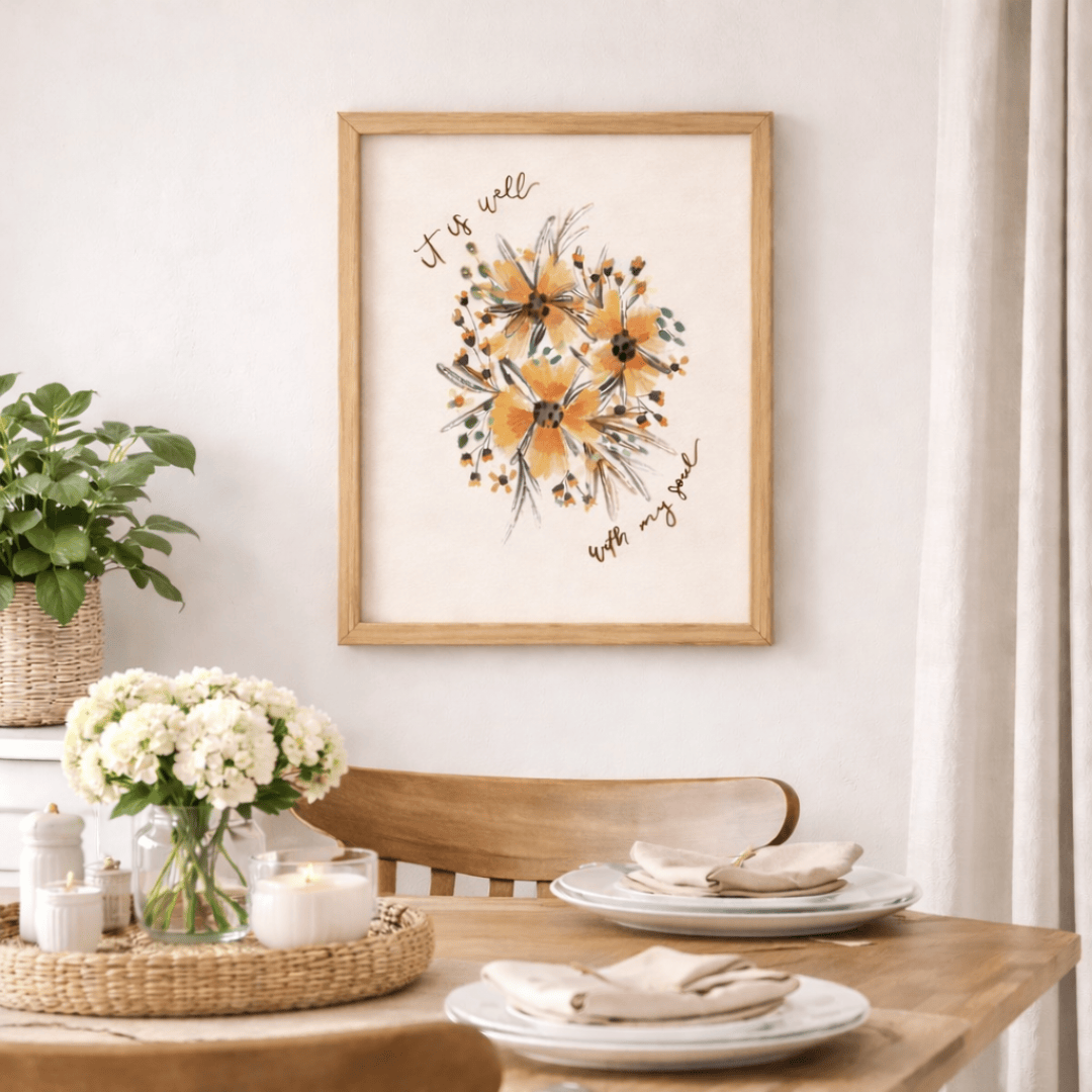 ellyandgrace Print Material It Is Well Floral Matte Paper Poster
