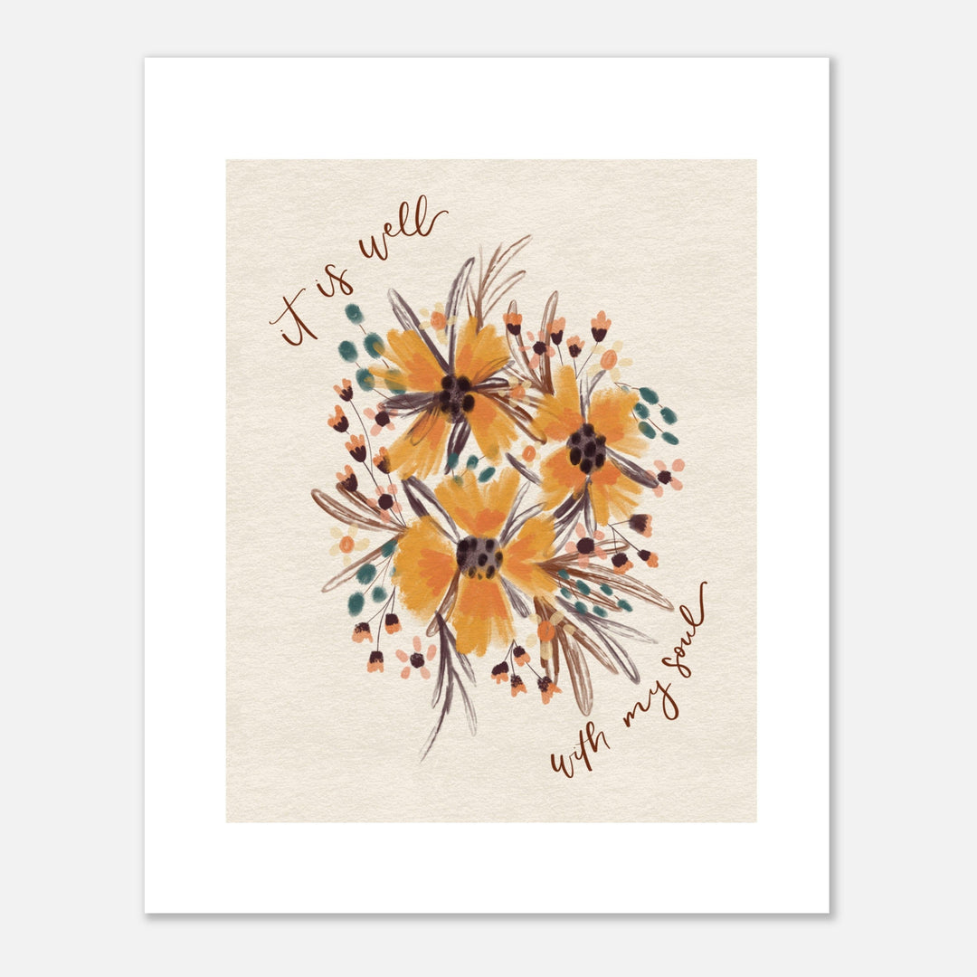 ellyandgrace Print Material It Is Well Floral Matte Paper Poster