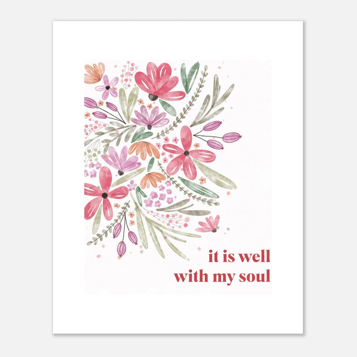 ellyandgrace Print Material It Is Well Side Floral Matte Paper Poster