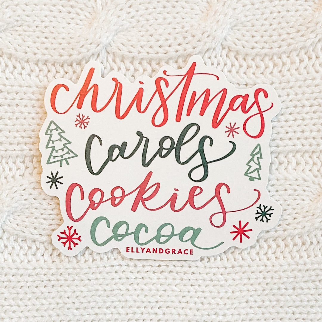ellyandgrace Single Sticker Christmas Carols, Cookies, Cocoa Sticker