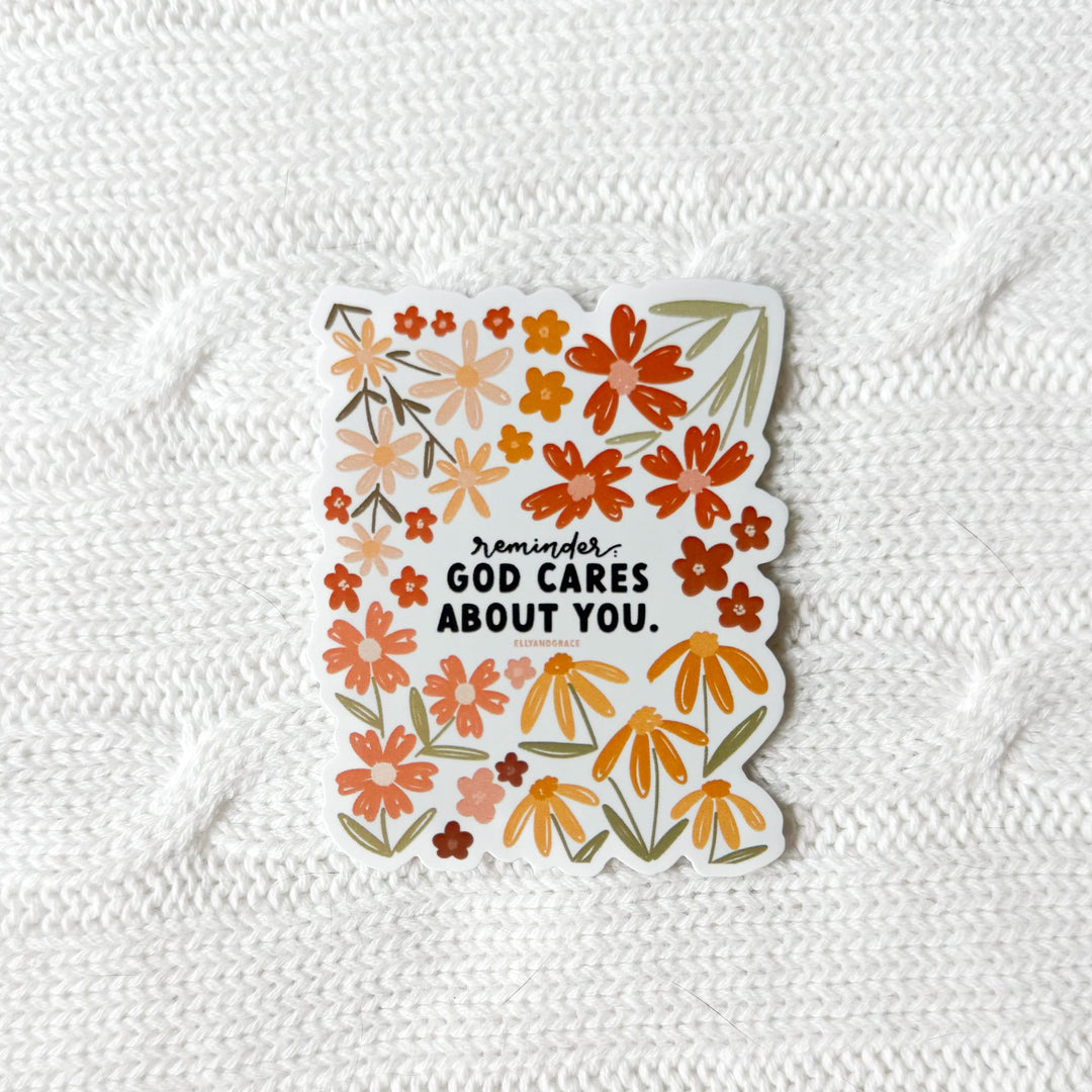 ellyandgrace Single Sticker God Cares About You Sticker