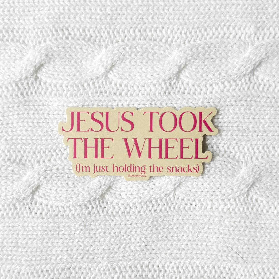 ellyandgrace Single Sticker Jesus Took The Wheel Sticker