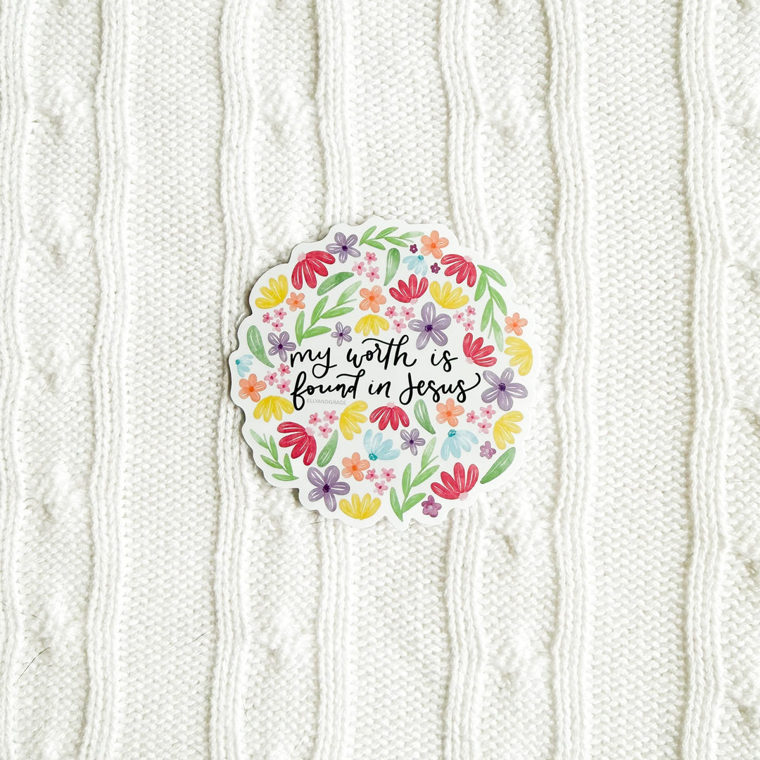 ellyandgrace Single Sticker My Worth Is Found In Jesus Sticker