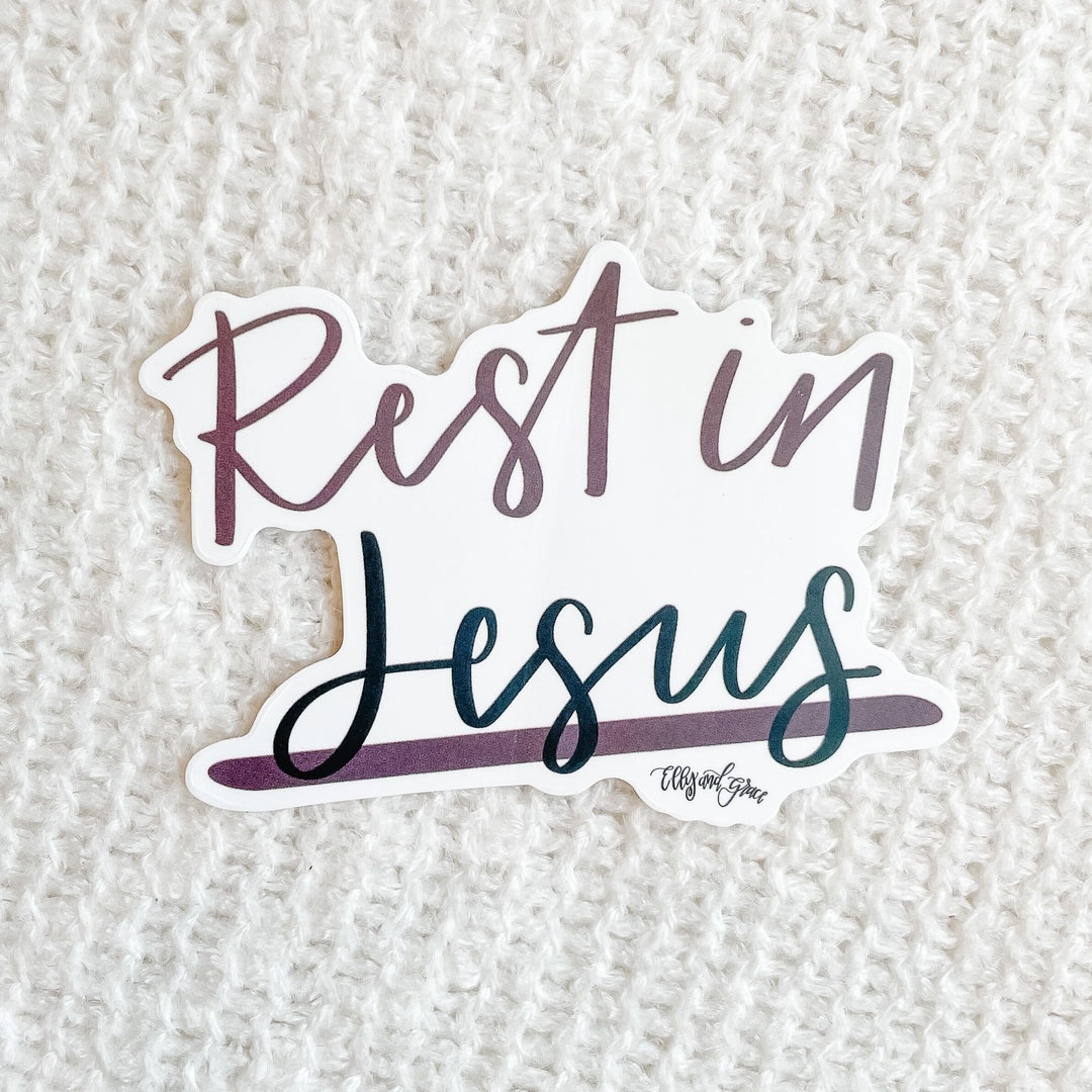 ellyandgrace Single Sticker Rest in Jesus Sticker