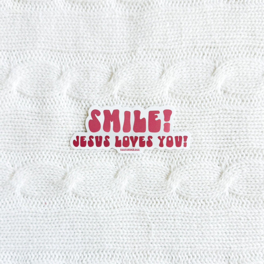 ellyandgrace Single Sticker Smile! Jesus Loves You Sticker