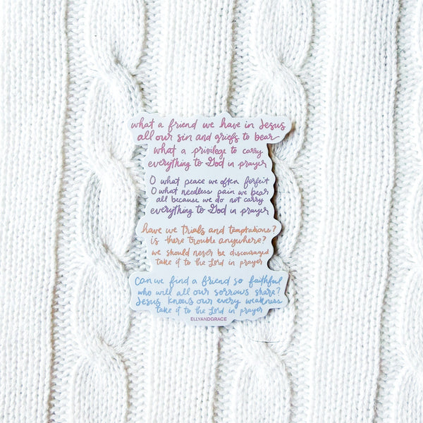 ellyandgrace Single Sticker What a Friend We Have in Jesus