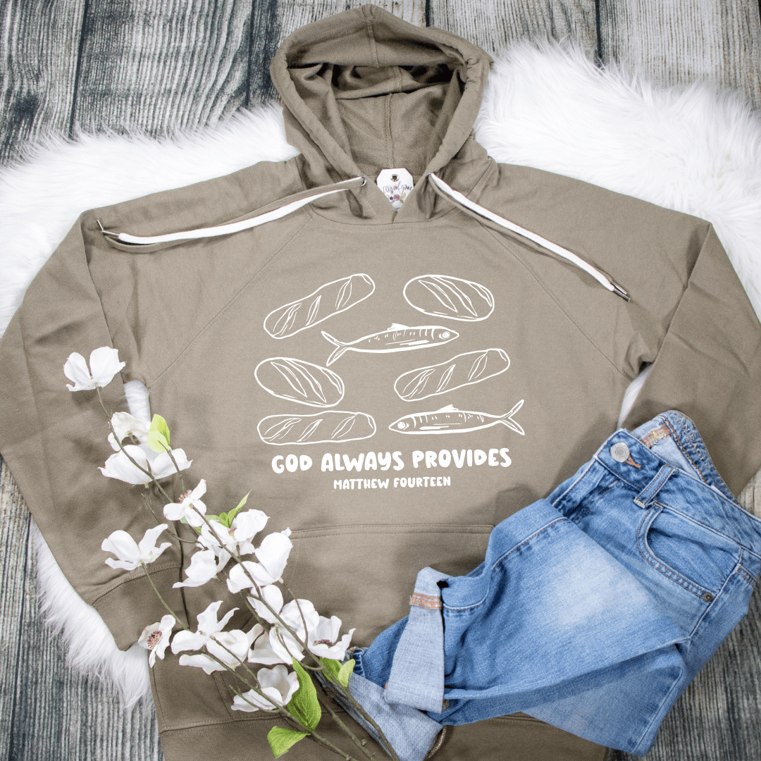 ellyandgrace SS1000 God Always Provides Lightweight Terry Hoodie