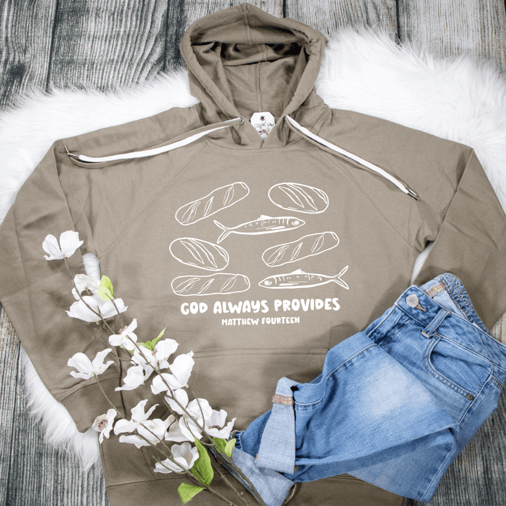 ellyandgrace SS1000 God Always Provides Lightweight Terry Hoodie