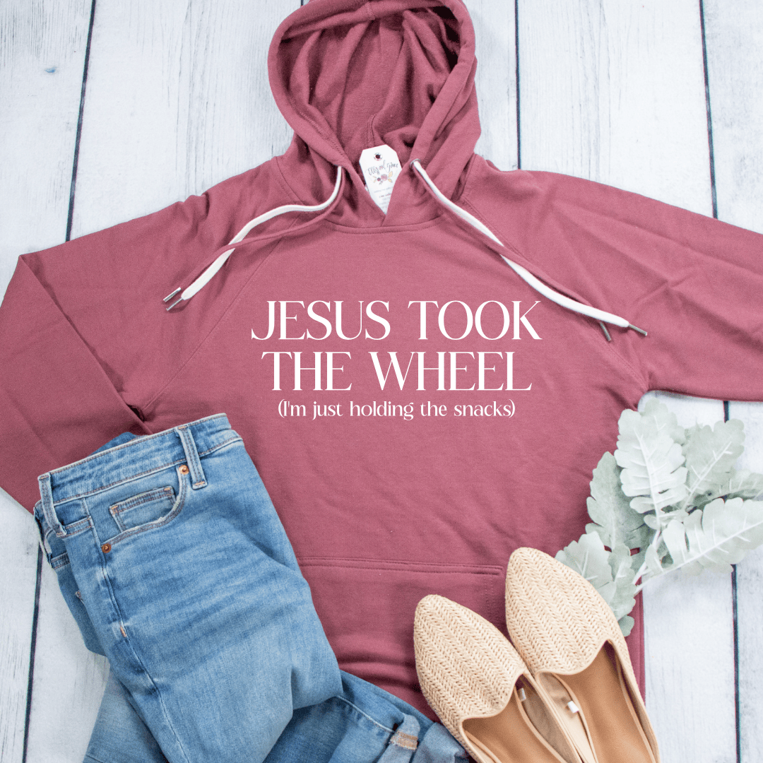ellyandgrace SS1000 Jesus Took The Wheel Lightweight Terry Hoodie