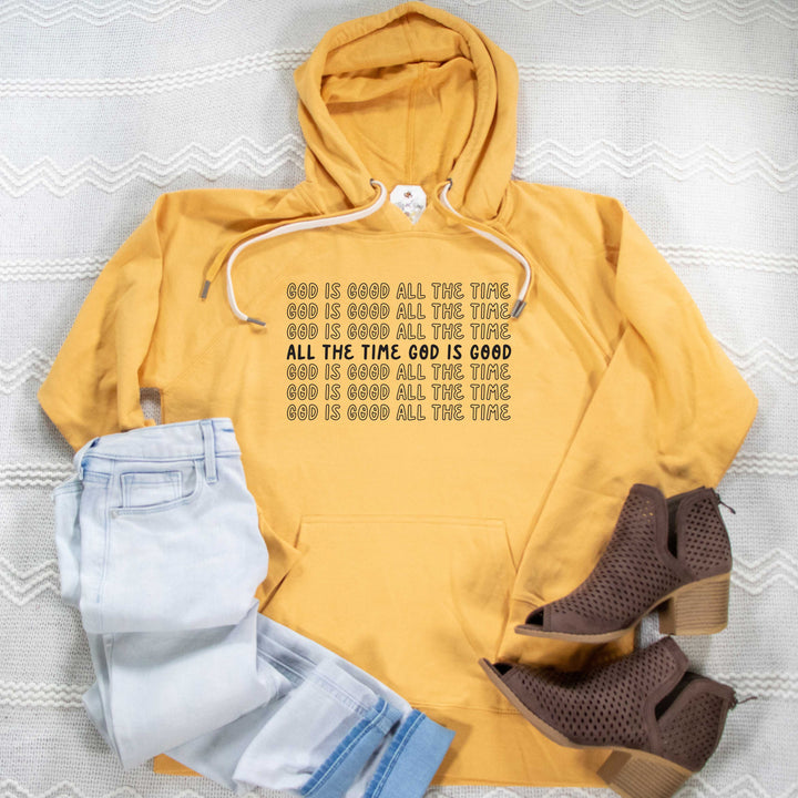ellyandgrace SS1000 Ladies XS / Sunflower God is Good All the Time Lightweight Terry Hoodie