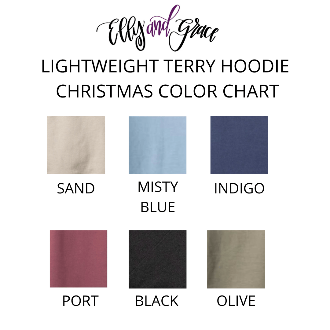 ellyandgrace SS1000 Merry Christmas Lightweight Terry Hoodie