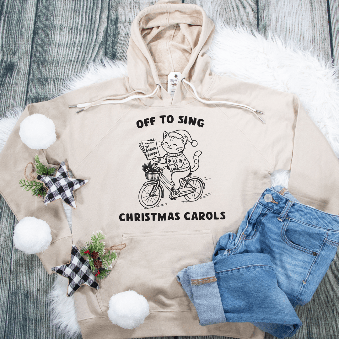 ellyandgrace SS1000 Off To Sing Christmas Carols Lightweight Terry Hoodie