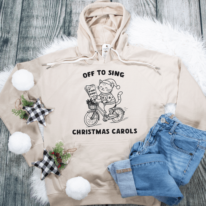 ellyandgrace SS1000 Off To Sing Christmas Carols Lightweight Terry Hoodie