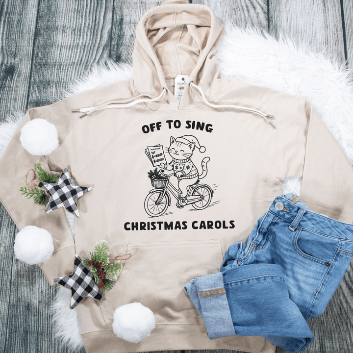 ellyandgrace SS1000 Off To Sing Christmas Carols Lightweight Terry Hoodie