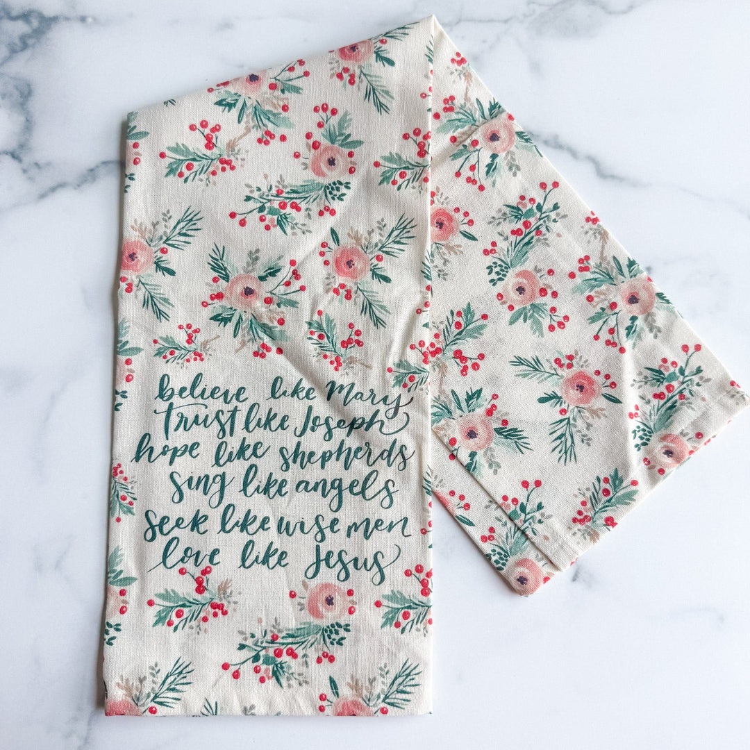 ellyandgrace Tea Towel Believe Like Mary Tea Towel