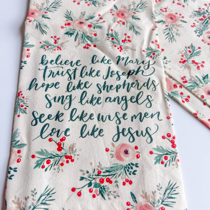 ellyandgrace Tea Towel Believe Like Mary Tea Towel