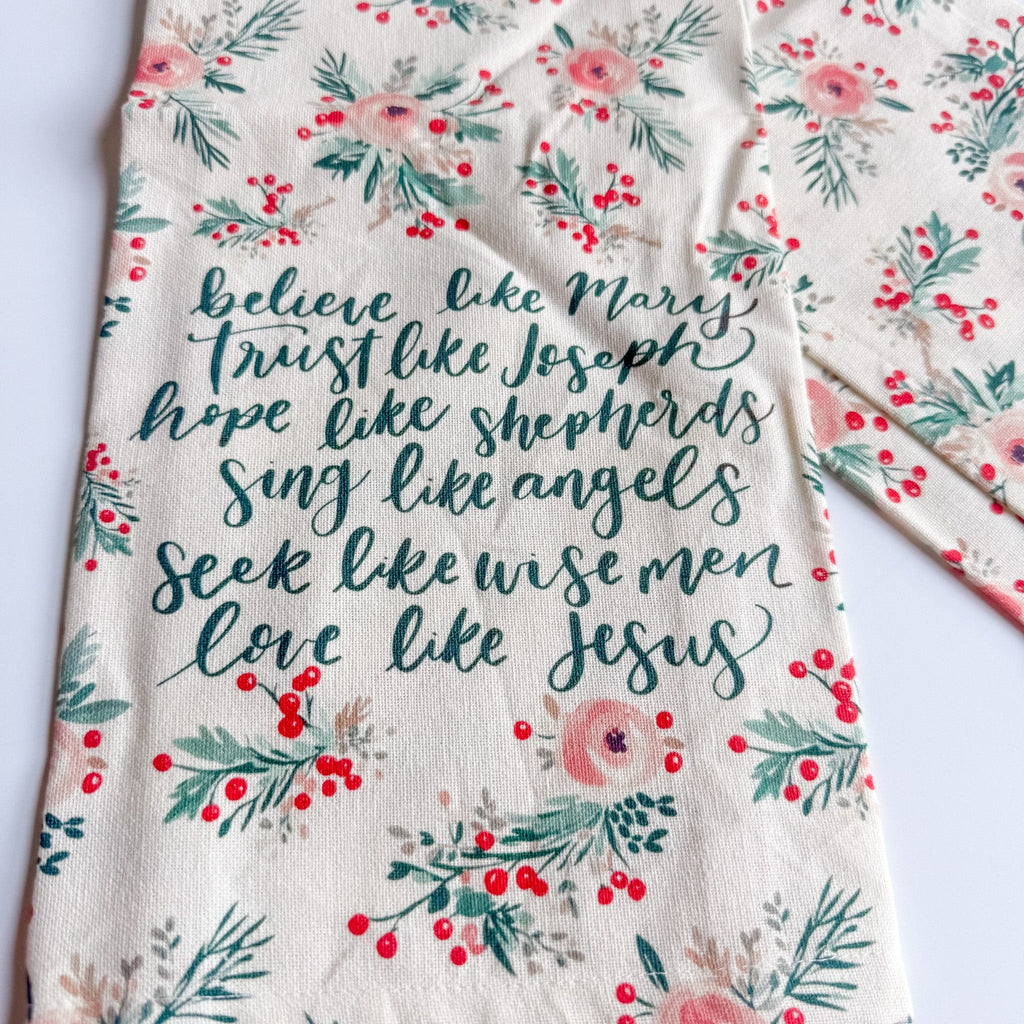 ellyandgrace Tea Towel Believe Like Mary Tea Towel