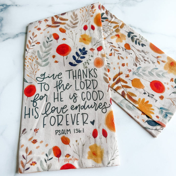 ellyandgrace Tea Towel Give Thanks Tea Towel