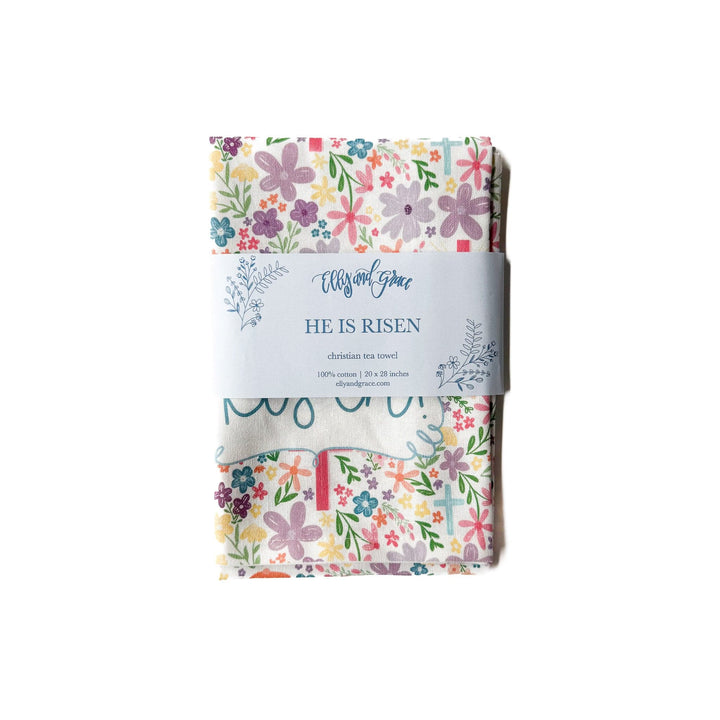ellyandgrace Tea Towel He is Risen Tea Towel