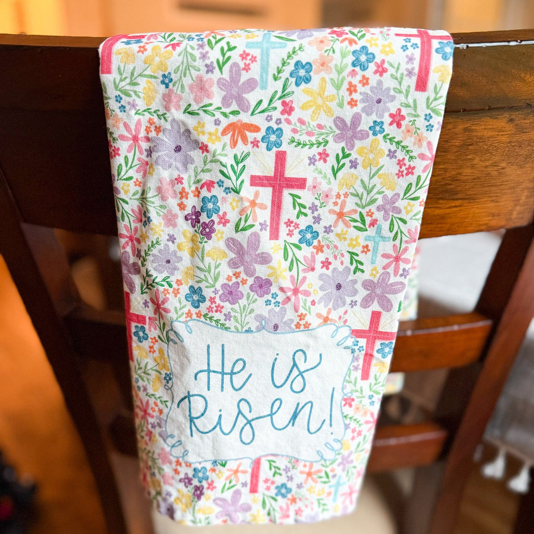 ellyandgrace Tea Towel He is Risen Tea Towel
