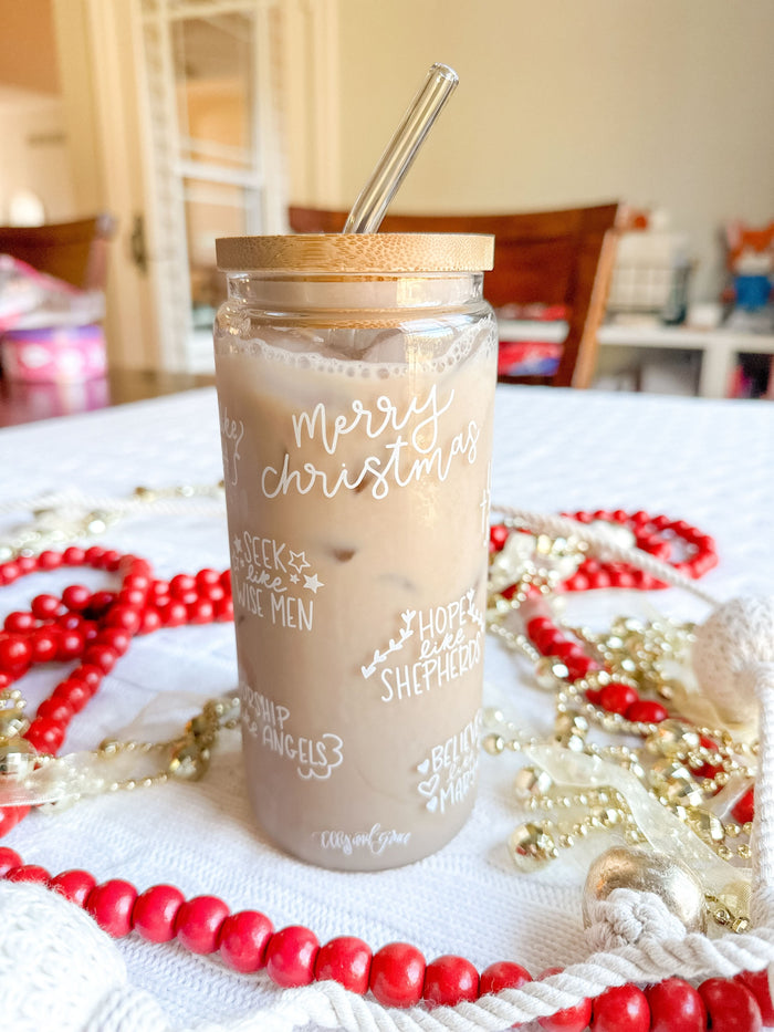 ellyandgrace Tumbler 20oz Believe Like Mary Inspirational Glass Tumbler