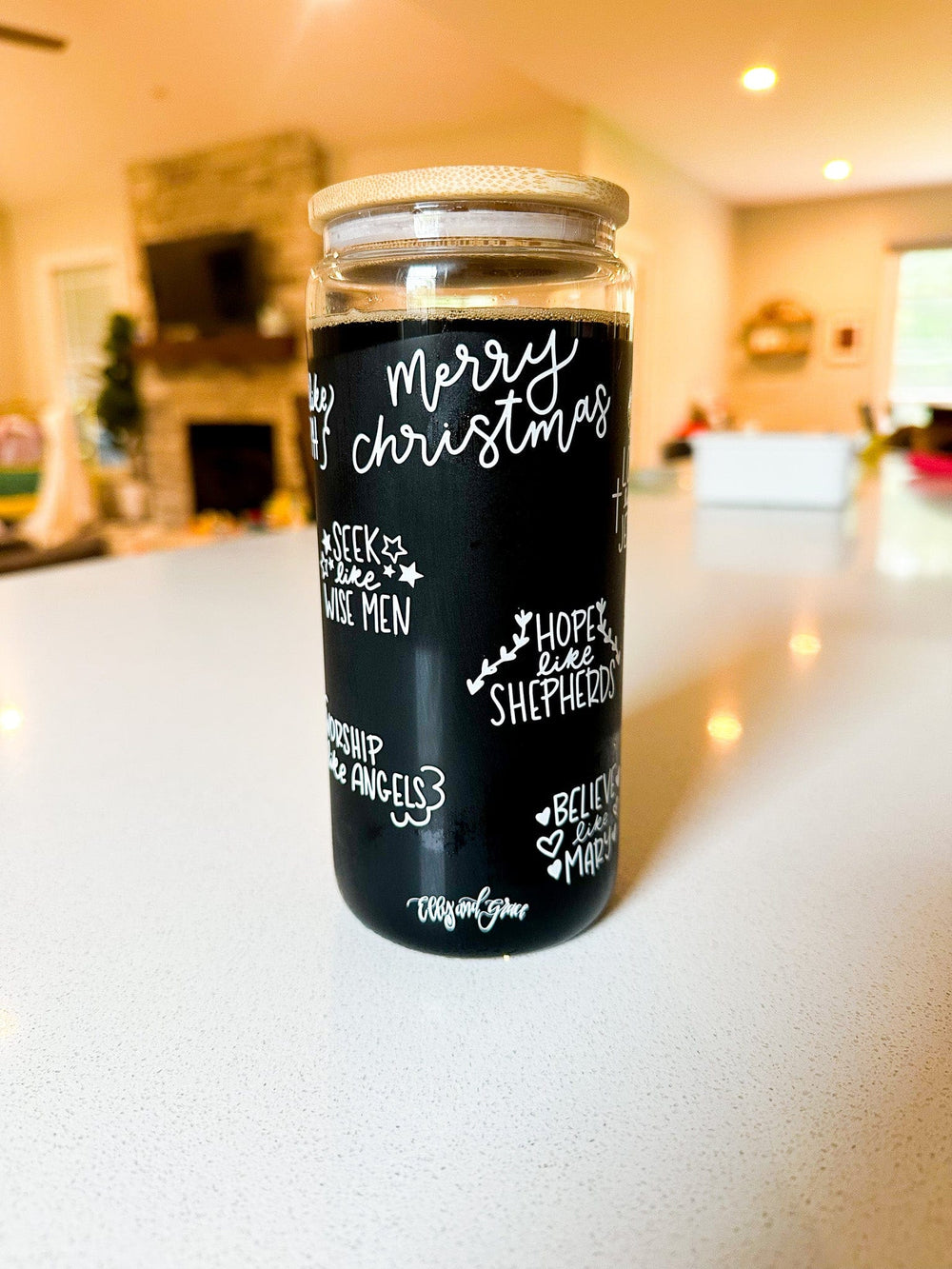 ellyandgrace Tumbler 20oz Believe Like Mary Inspirational Glass Tumbler