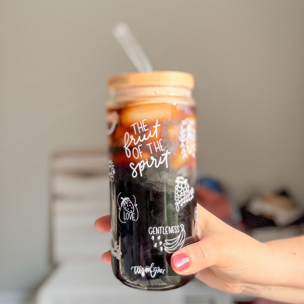 ellyandgrace Tumbler 20oz Fruit of the Spirit Inspirational Glass Tumbler