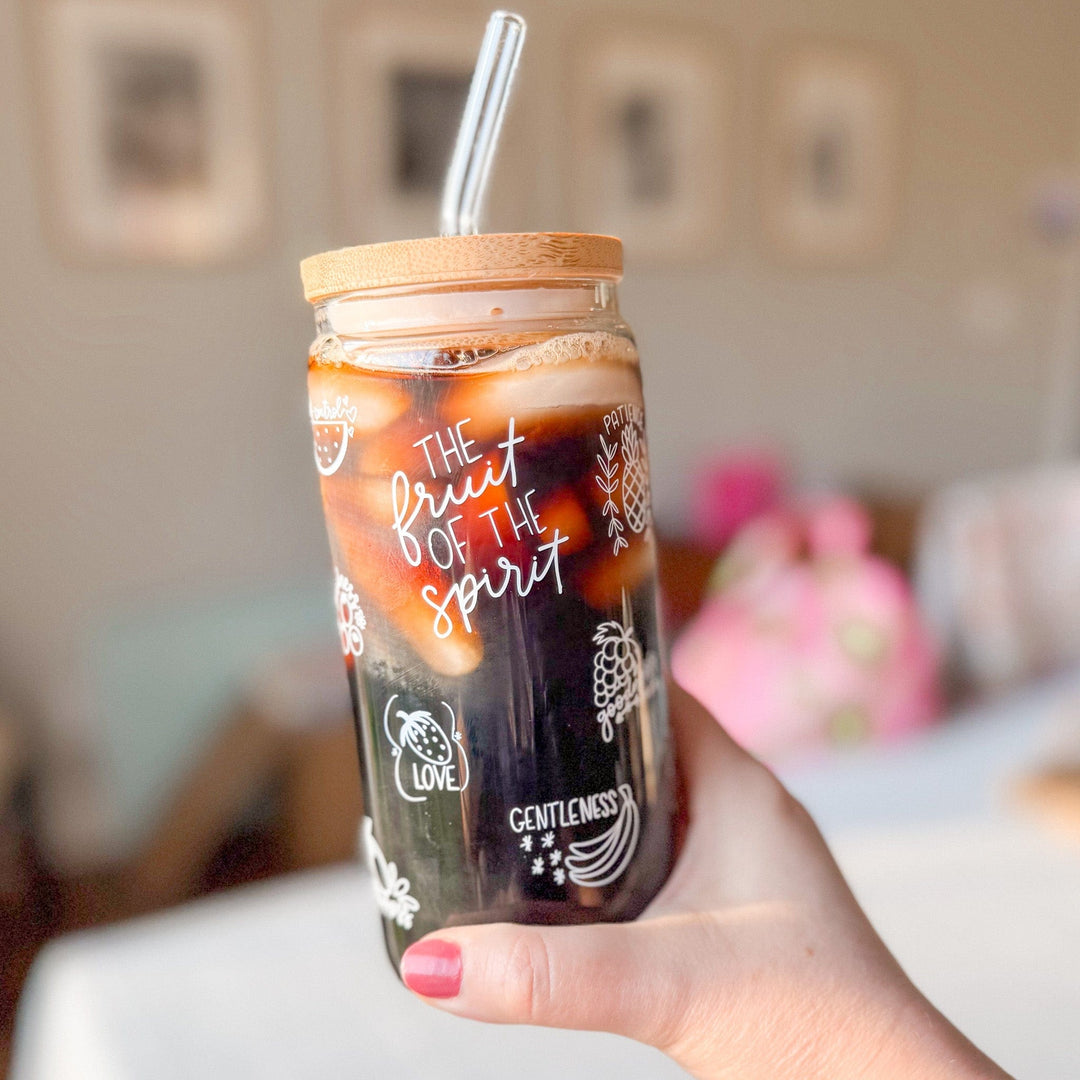 ellyandgrace Tumbler 20oz Fruit of the Spirit Inspirational Glass Tumbler