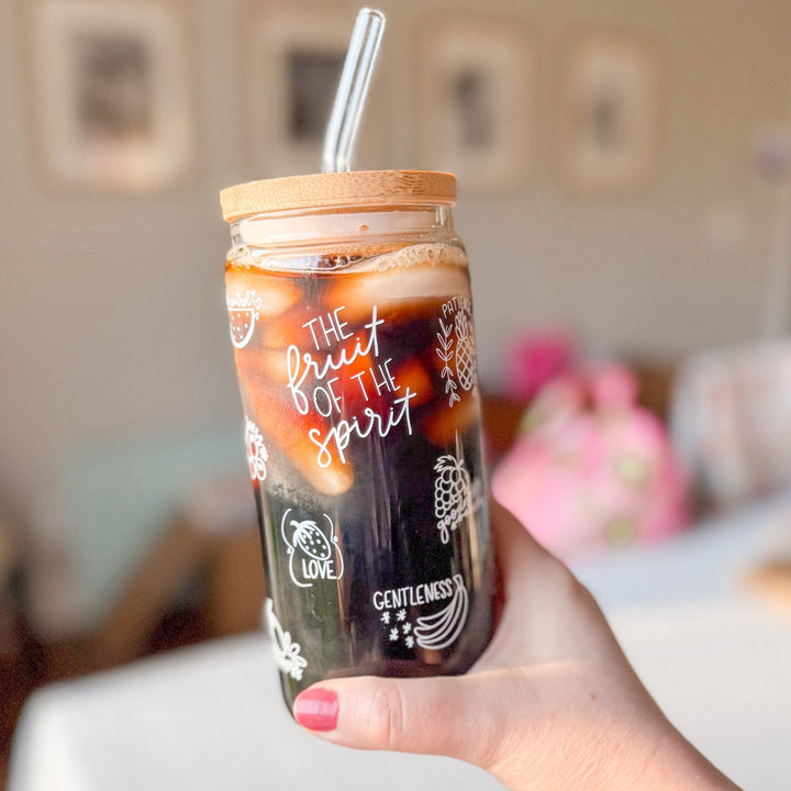 ellyandgrace Tumbler 20oz Fruit of the Spirit Inspirational Glass Tumbler