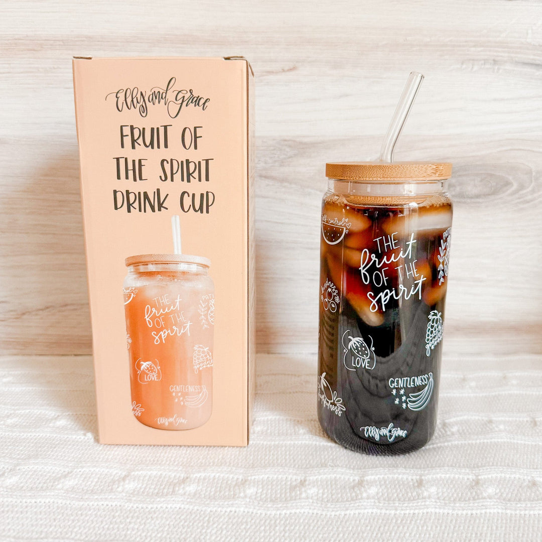 ellyandgrace Tumbler 20oz Fruit of the Spirit Inspirational Glass Tumbler